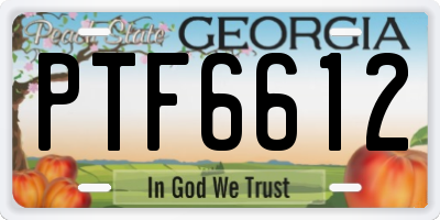 GA license plate PTF6612