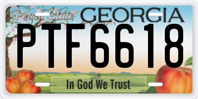 GA license plate PTF6618