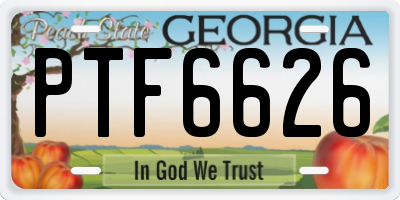 GA license plate PTF6626