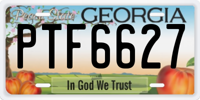 GA license plate PTF6627