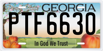 GA license plate PTF6630