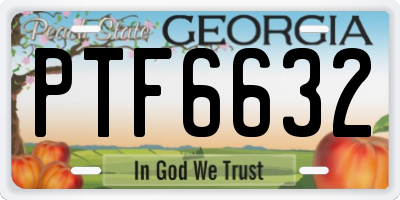 GA license plate PTF6632