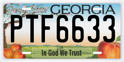 GA license plate PTF6633