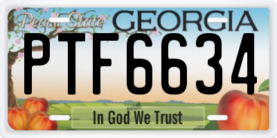 GA license plate PTF6634