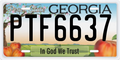 GA license plate PTF6637