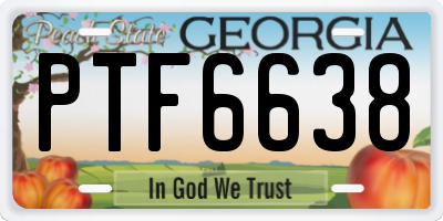 GA license plate PTF6638