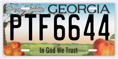 GA license plate PTF6644