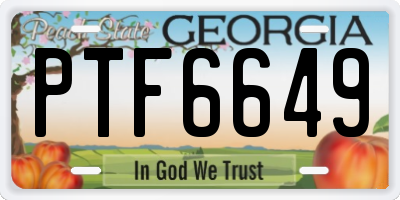 GA license plate PTF6649