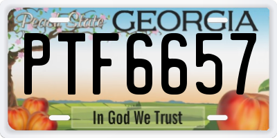 GA license plate PTF6657