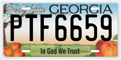 GA license plate PTF6659