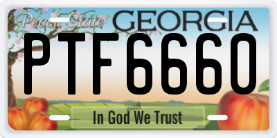 GA license plate PTF6660