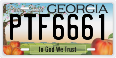 GA license plate PTF6661