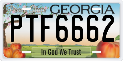 GA license plate PTF6662
