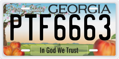 GA license plate PTF6663