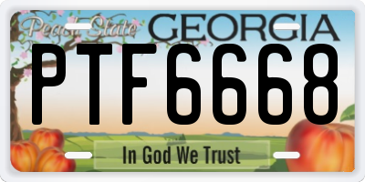 GA license plate PTF6668