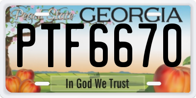 GA license plate PTF6670