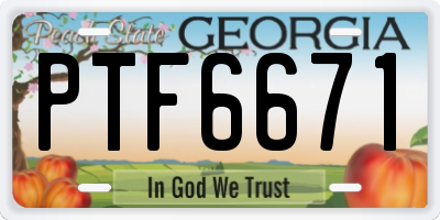 GA license plate PTF6671