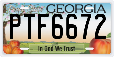 GA license plate PTF6672
