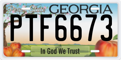 GA license plate PTF6673