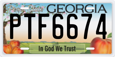 GA license plate PTF6674