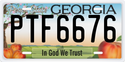GA license plate PTF6676