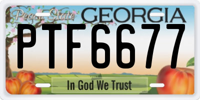 GA license plate PTF6677