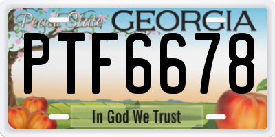 GA license plate PTF6678