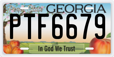 GA license plate PTF6679