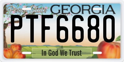 GA license plate PTF6680