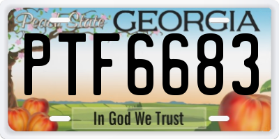 GA license plate PTF6683