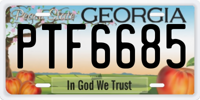 GA license plate PTF6685