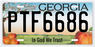 GA license plate PTF6686