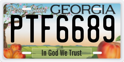 GA license plate PTF6689