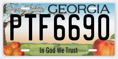 GA license plate PTF6690