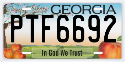 GA license plate PTF6692
