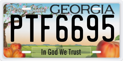 GA license plate PTF6695