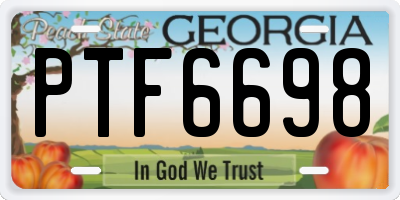 GA license plate PTF6698