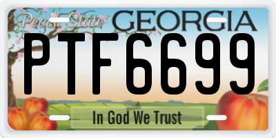 GA license plate PTF6699