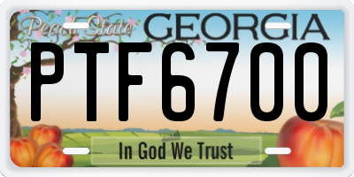 GA license plate PTF6700