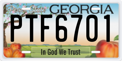 GA license plate PTF6701