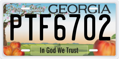 GA license plate PTF6702