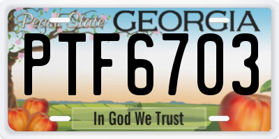 GA license plate PTF6703