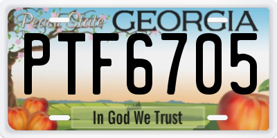GA license plate PTF6705