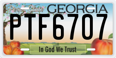 GA license plate PTF6707