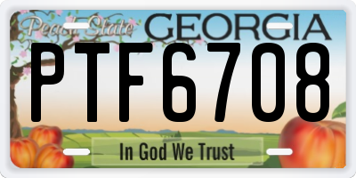 GA license plate PTF6708