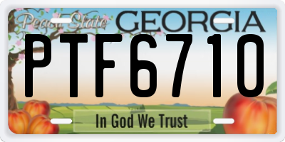 GA license plate PTF6710
