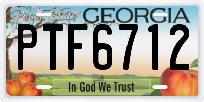 GA license plate PTF6712