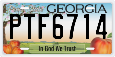 GA license plate PTF6714