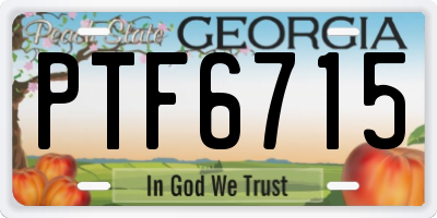 GA license plate PTF6715