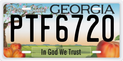GA license plate PTF6720